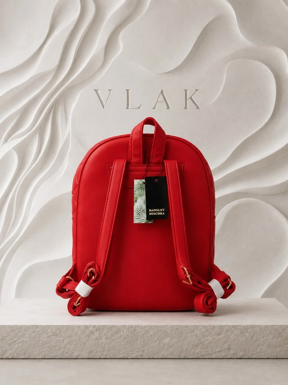 Badgley Mischka Rockstar Red Gold Stud Backpack